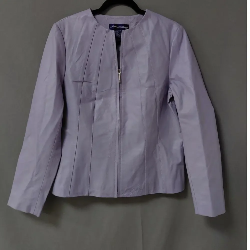 Russell Kemp Content 100% Leather Crew Neck Full Zip Jacket Women Size 6